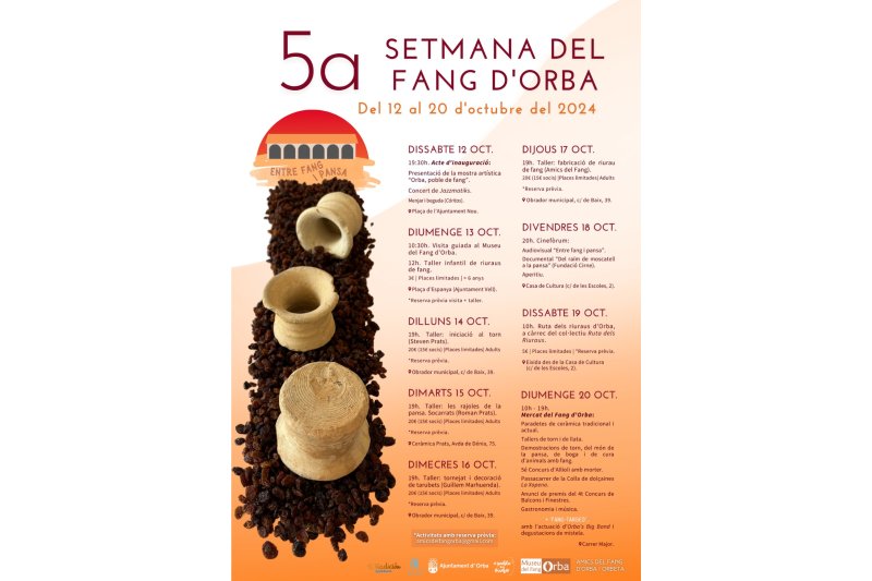La Setmana del Fang 2024 girarà al voltant de la interrelació entre la terrisseria i la pansa d’Orba del 12 al 20 d’octubre La Setmana del Fang 2024 girarà al voltant de la interrelació entre la terrisseria i la pansa d’Orba del 12 al 20 d’octubre
