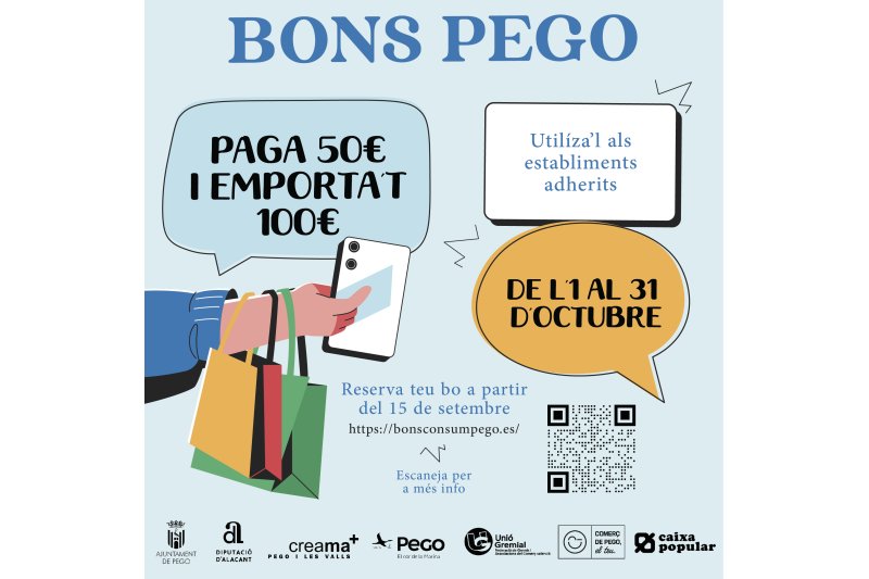 Más de sesenta comercios participan en los Bonos Consumo de Pego  Más de sesenta comercios participan en los Bonos Consumo de Pego