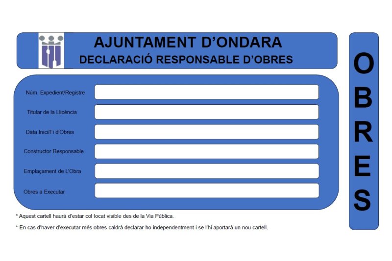 Ondara implanta l’obligació de que totes les obres a realitzar dins del terme municipal tinguen visible el cartell acreditatiu de la llicència Ondara implanta l’obligació de que totes les obres a realitzar dins del terme municipal tinguen visible el cartell acreditatiu de la llicència