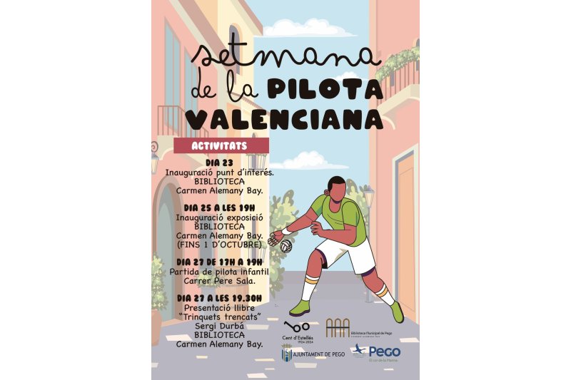 La Biblioteca municipal de Pego organitza la setmana de la pilota valenciana del 23 al 27 de setembre La Biblioteca municipal de Pego organitza la setmana de la pilota valenciana del 23 al 27 de setembre