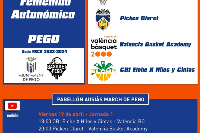 Pego albergarà les finals autonòmiques de bàsquet femení en categoria júnior i infantil Pego albergarà les finals autonòmiques de bàsquet femení en categoria júnior i infantil