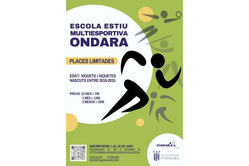 Las escuelas de verano de Ondara abren las inscripciones hasta el 24 de junio Las escuelas de verano de Ondara abren las inscripciones hasta el 24 de junio