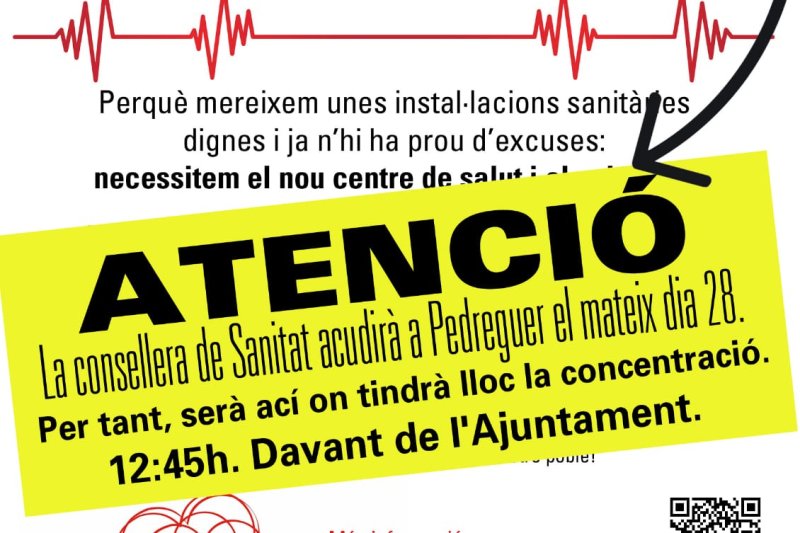 La concentració pel nou centre de salut de Pedreguer es farà al poble durant la visita de la consellera de Sanitat La concentració pel nou centre de salut de Pedreguer es farà al poble durant la visita de la consellera de Sanitat