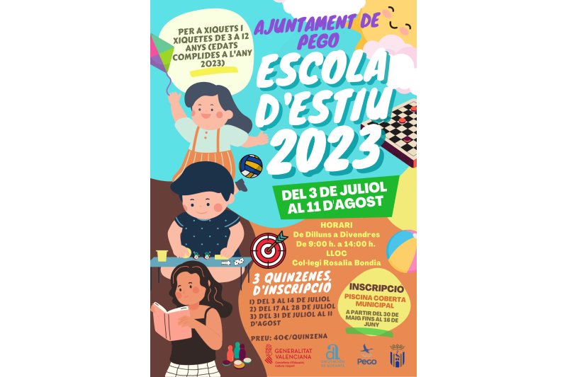 L’Ajuntament de Pego afavoreix la conciliació familiar mitjançant una Escola d’estiu de 150 places  L’Ajuntament de Pego afavoreix la conciliació familiar mitjançant una Escola d’estiu de 150 places