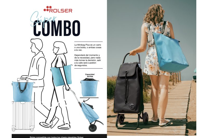 Rolser lanza un Combo tres en uno: carro, bolso de compra y trolley de viaje Rolser lanza un Combo tres en uno: carro, bolso de compra y trolley de viaje