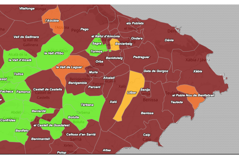 La incidencia en la comarca supera ya los 1.100, con 577 nuevos contagios y un fallecido en Pedreguer La incidencia en la comarca supera ya los 1.100, con 577 nuevos contagios y un fallecido en Pedreguer