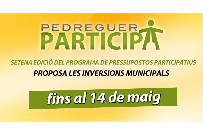En marxa la setena edició dels Pressupostos Participatius de Pedreguer En marxa la setena edició dels Pressupostos Participatius de Pedreguer