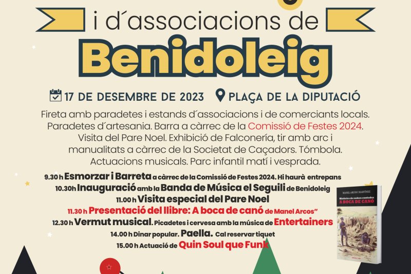 La Comissió de Festes 2024 assumirà la part gastronòmica de la fira de Comerç i Associacions de Benidoleig el proper diumenge La Comissió de Festes 2024 assumirà la part gastronòmica de la fira de Comerç i Associacions de Benidoleig el proper diumenge