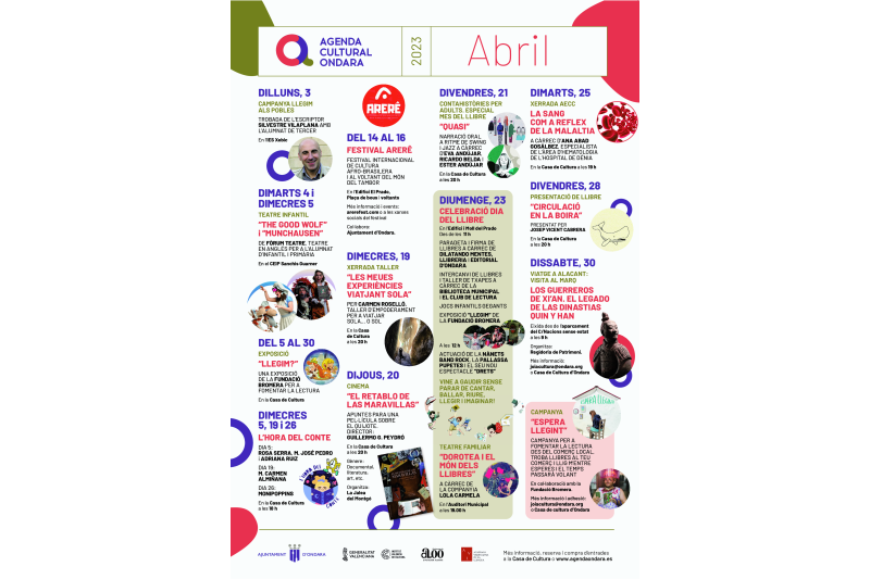 L’agenda cultural d’abril a Ondara té la commemoració del Dia del llibre com a eix L’agenda cultural d’abril a Ondara té la commemoració del Dia del llibre com a eix