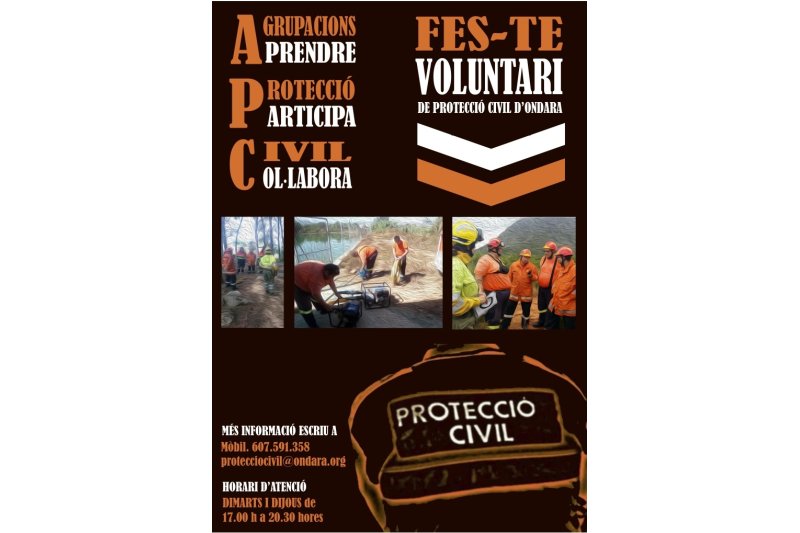 Protecció Civil d’Ondara llança una campanya per a la captació de voluntariat Protecció Civil d’Ondara llança una campanya per a la captació de voluntariat