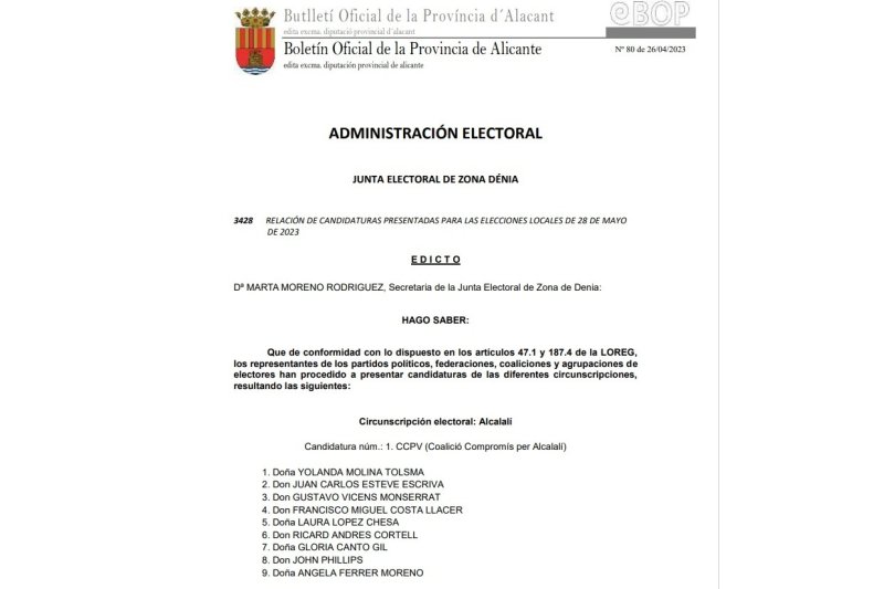 Publicadas las candidaturas para las elecciones municipales y autonómicas  Publicadas las candidaturas para las elecciones municipales y autonómicas