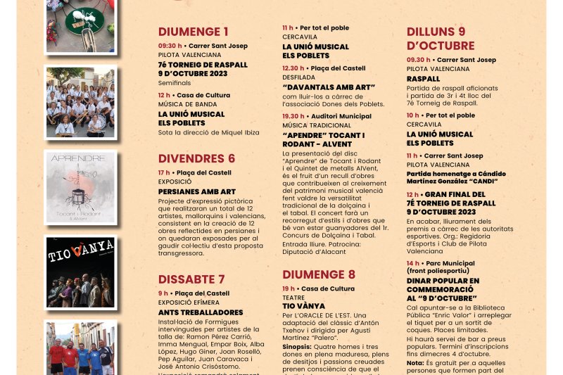 Els Poblets aposta per l’art a l’aire lliure com a novetat per a commemorar el 9 d’Octubre Els Poblets aposta per l’art a l’aire lliure com a novetat per a commemorar el 9 d’Octubre