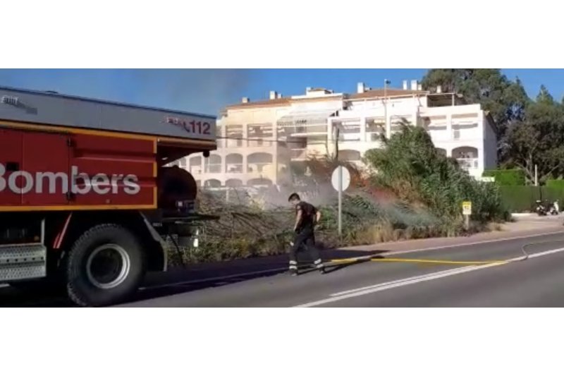 Arde un cañar en la playa de l’Almadrava de Dénia Arde un cañar en la playa de l’Almadrava de Dénia