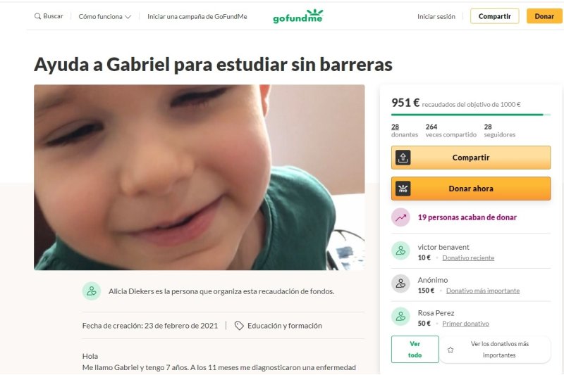 Una tablet para Gabriel a través de GoFundMe Una tablet para Gabriel a través de GoFundMe