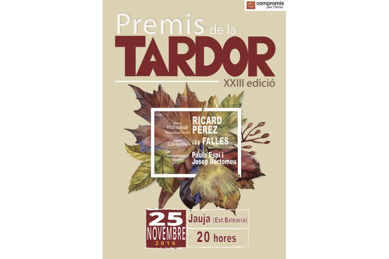 Ricard Pérez i les Falles de Dénia rebran el proper divendres els Premis de La Tardor a Baleària Port Ricard Pérez i les Falles de Dénia rebran el proper divendres els Premis de La Tardor a Baleària Port