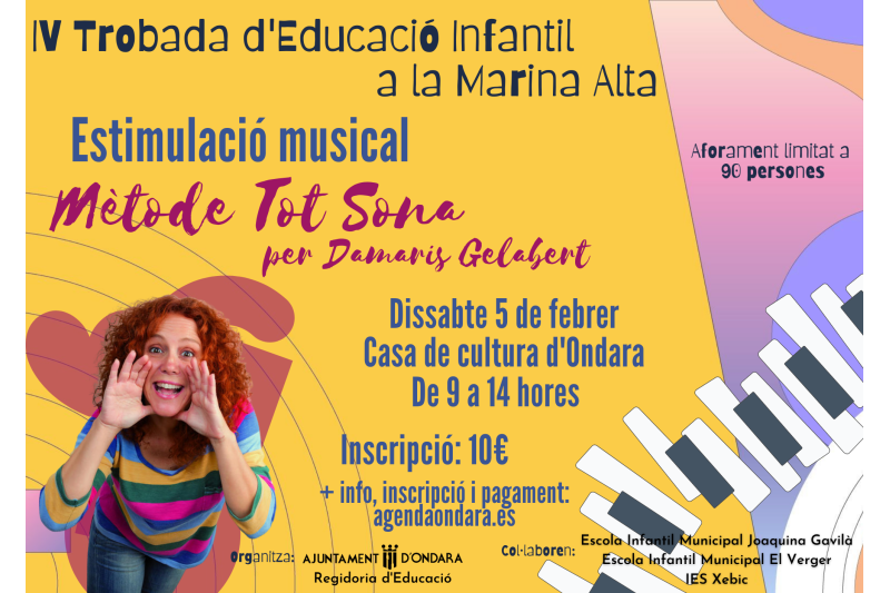 Ondara confirma la participació de la compositora Damaris Gelabert en la IV Trobada comarcal d’educació infantil Ondara confirma la participació de la compositora Damaris Gelabert en la IV Trobada comarcal d’educació infantil