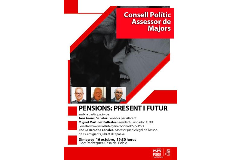 Xerrada sobre les pensions a la Casa del Poble de Pedreguer Xerrada sobre les pensions a la Casa del Poble de Pedreguer