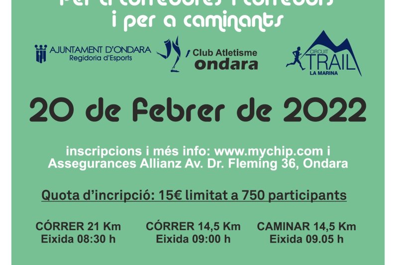 La Concejalía de Deportes y el Club Atletismo Ondara organizan la carrera de montaña Gegant de Pedra 2022 para el 20 de febrero La Concejalía de Deportes y el Club Atletismo Ondara organizan la carrera de montaña Gegant de Pedra 2022 para el 20 de febrero