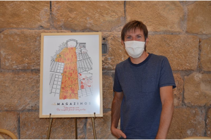 Paco Roca refleja el papel de Els Magazinos como lugar de encuentro en el cartel de su primer aniversario  Paco Roca refleja el papel de Els Magazinos como lugar de encuentro en el cartel de su primer aniversario