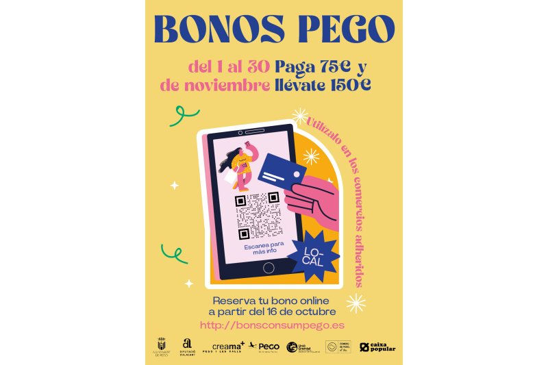 Els Bons Consum Pego comencen esta setmana la seua tramitació per a gastar en novembre Els Bons Consum Pego comencen esta setmana la seua tramitació per a gastar en novembre