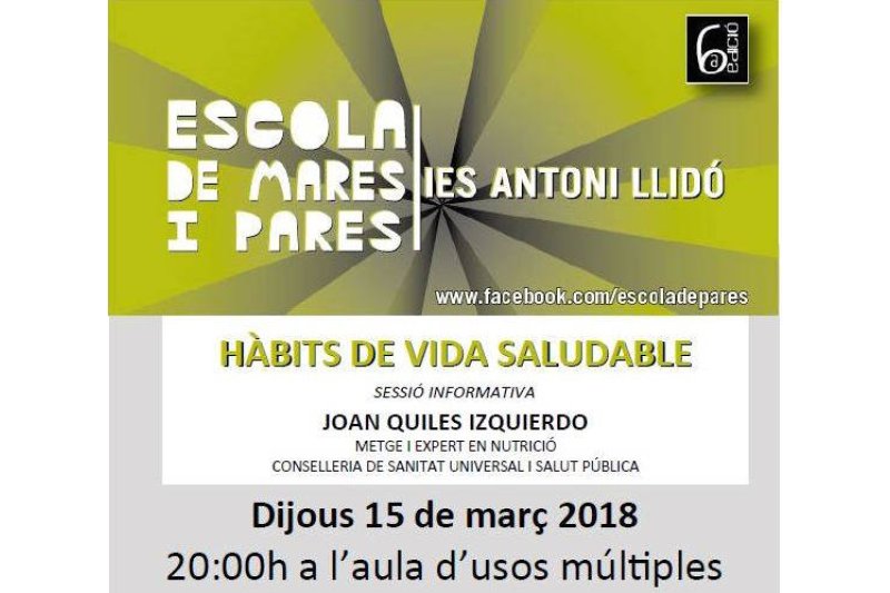 L’Escola de Pares del Antoni Llidó de Xàbia aborda los hábitos saludables L’Escola de Pares del Antoni Llidó de Xàbia aborda los hábitos saludables