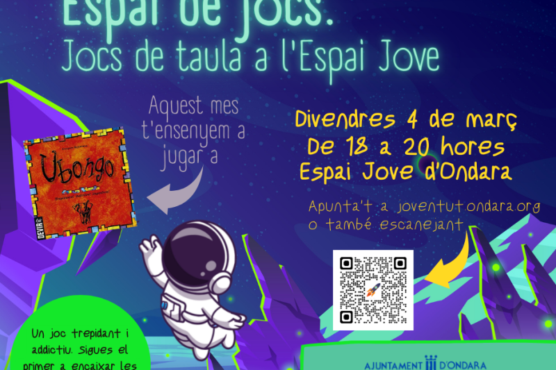 La Concejalía de Juventud de Ondara pone en funcionamiento el proyecto Espai de Jocs los primeros viernes de mes La Concejalía de Juventud de Ondara pone en funcionamiento el proyecto Espai de Jocs los primeros viernes de mes