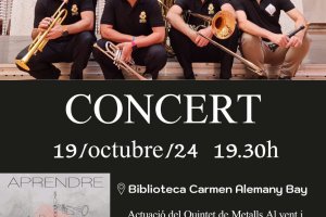 El Quintet de Metalls Al Vent i Tocant i Rodant clausuren dissabte la commemoració de  l’aniversari de la biblioteca municipal de Pego