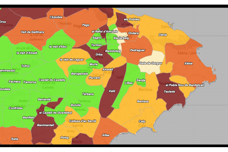 El virus se dispara en la Marina Alta con 107 nuevos contagios y un fallecido en Xàbia El virus se dispara en la Marina Alta con 107 nuevos contagios y un fallecido en Xàbia