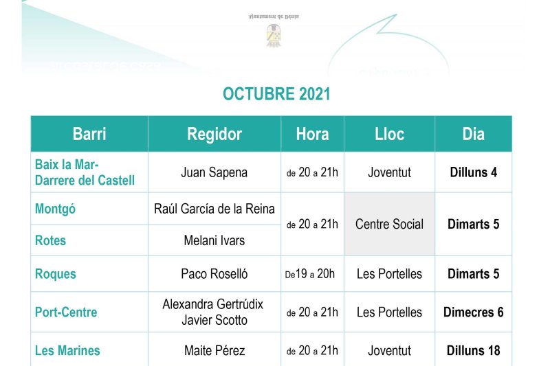 Los concejales de barrio de Dénia acompañarán a los vecinos a los sitios donde haya problemas  Los concejales de barrio de Dénia acompañarán a los vecinos a los sitios donde haya problemas