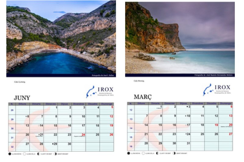 El calendario del IROX recrea la belleza del litoral de Benissa y Poble Nou de Benitachell El calendario del IROX recrea la belleza del litoral de Benissa y Poble Nou de Benitachell