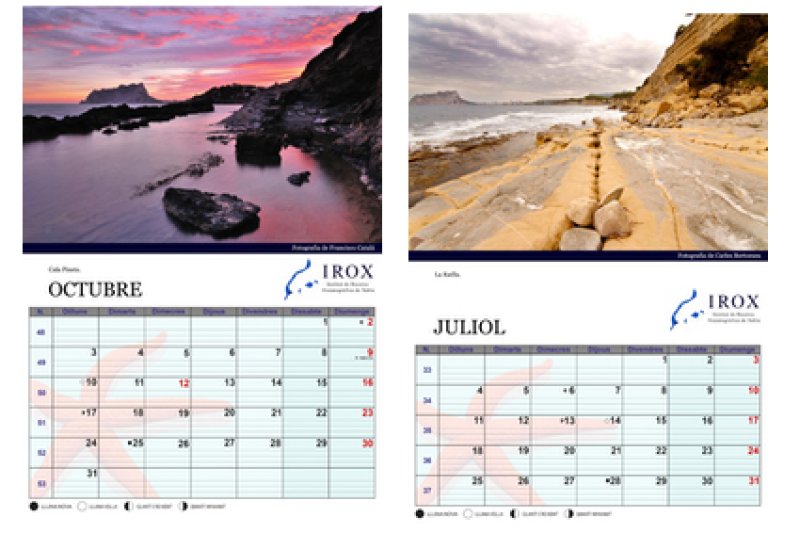 El calendario del IROX recrea la belleza del litoral de Benissa y Poble Nou de Benitachell El calendario del IROX recrea la belleza del litoral de Benissa y Poble Nou de Benitachell