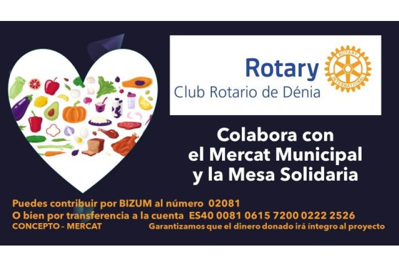 El Club Rotario de Dénia dona 600 euros para compras en el Mercat El Club Rotario de Dénia dona 600 euros para compras en el Mercat