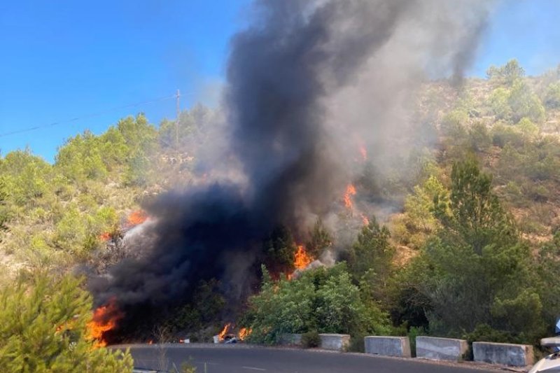 Susto en el Montgó: arde un coche en Les Planes y se calcinan unos 1.500 m2 Susto en el Montgó: arde un coche en Les Planes y se calcinan unos 1.500 m2