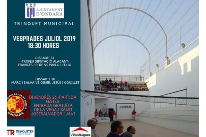 Tres partidas profesionales de escala i corda al trinquete municipal de Ondara a julio Tres partidas profesionales de escala i corda al trinquete municipal de Ondara a julio