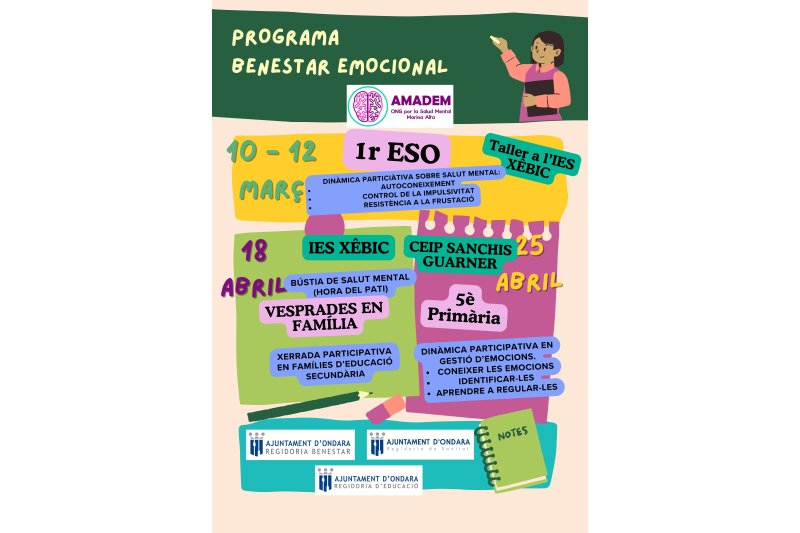 L’Ajuntament d’Ondara impulsa el programa de benestar emocional als centres educatius L’Ajuntament d’Ondara impulsa el programa de benestar emocional als centres educatius