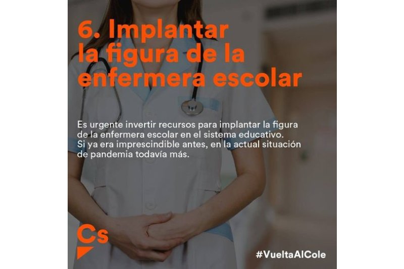 Ciudadanos propone incorporar un servicio de enfermera en los colegios  Ciudadanos propone incorporar un servicio de enfermera en los colegios